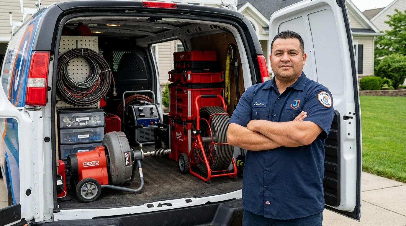 Professional drain cleaning equipment and Johns Plumbing LLC plumber in North Pole