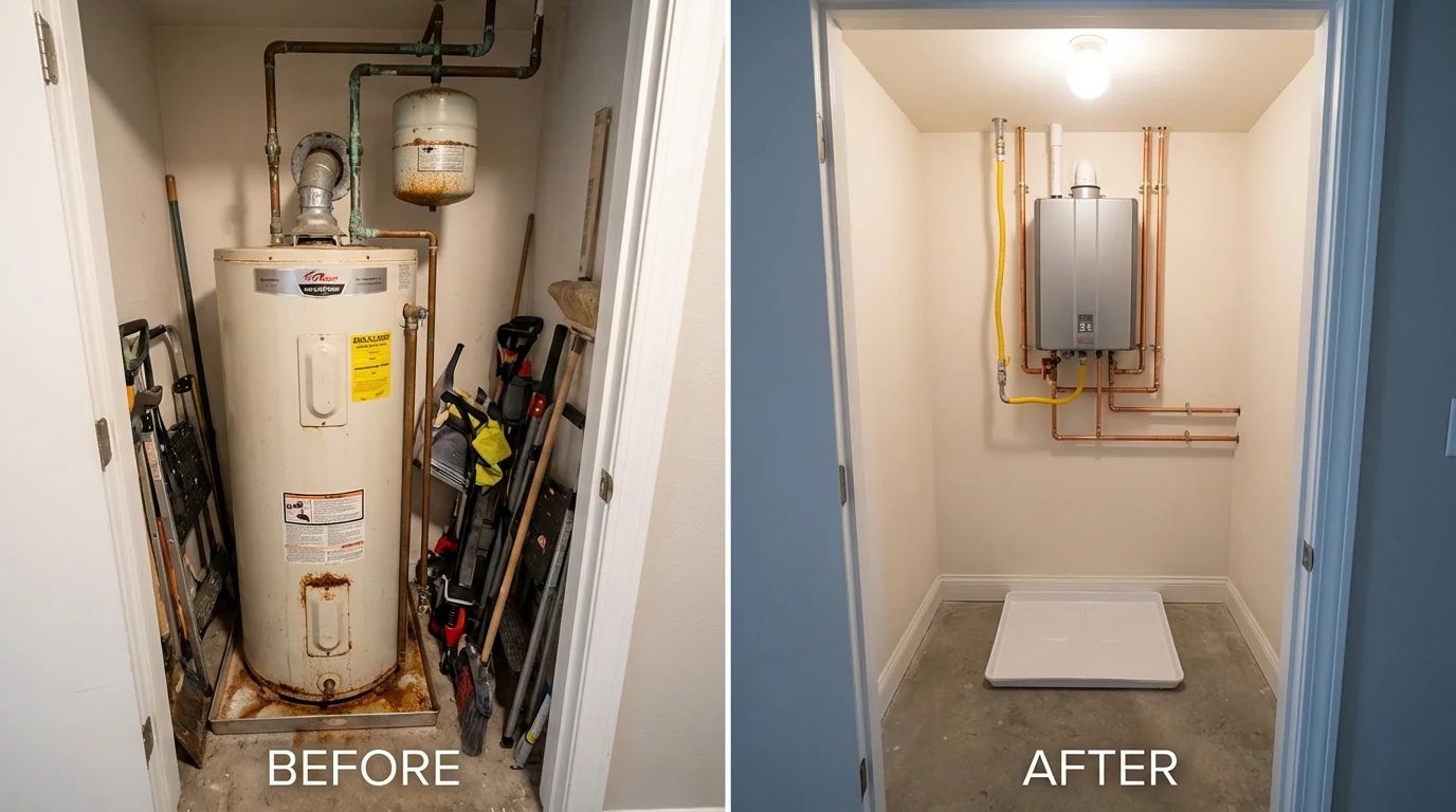 Tank water heater versus wall-mounted tankless unit comparison for North Pole, AK homeowners