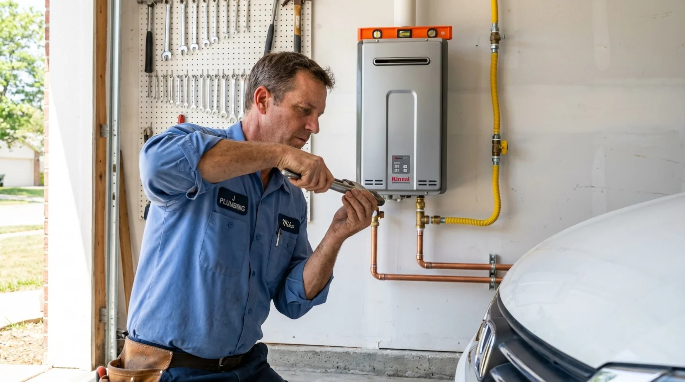 Tankless water heater installation by a Johns Plumbing LLC plumber in North Pole